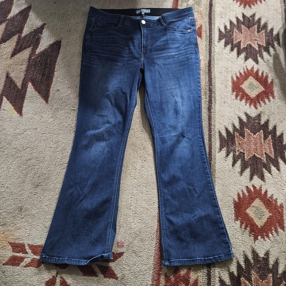 Wit & Wisdom Jeans Womens 16 Petite Blue Bootcut Stretch Mid Rise Denim Pants - Picture 2 of 8